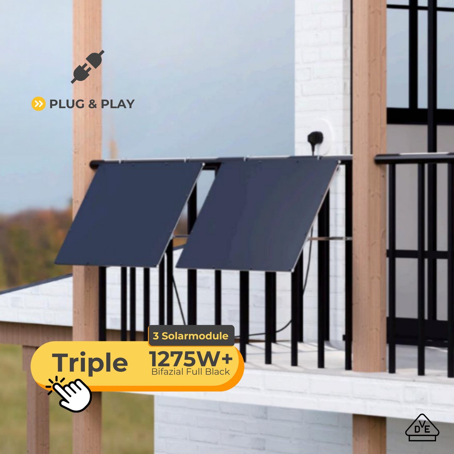 Balkonkraftwerk Triple Komplettpaket 1275W+ Bifazial